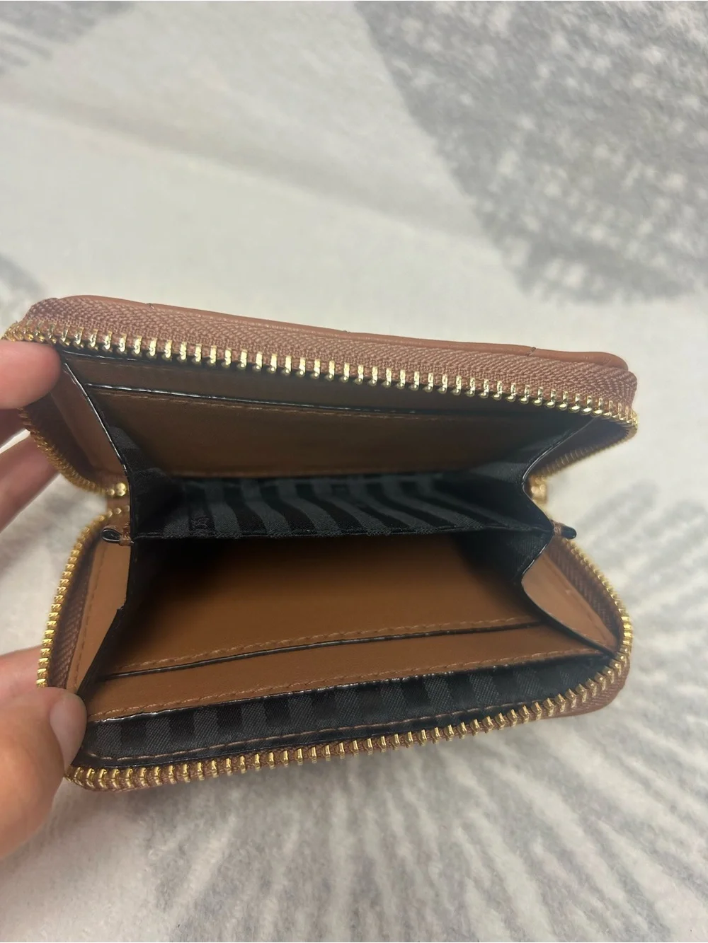 Victoria Secret tan/brown small wallet with gold hardware